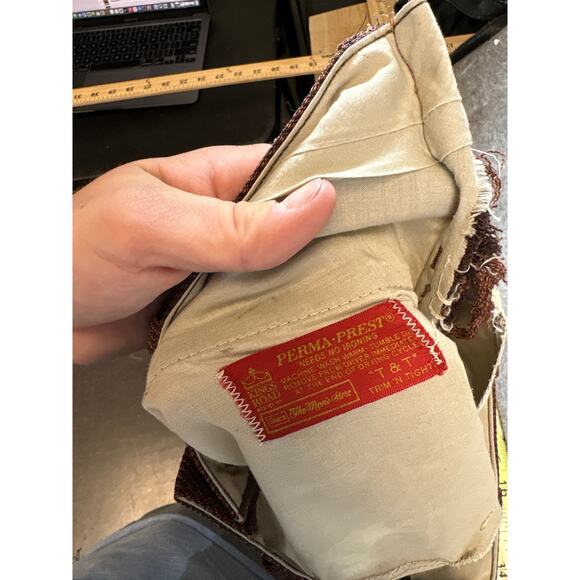 VINTAGE 70s Sears Kings Road Pants Mens 30x25 Brown Perma Prest Bootcut Retro - Picture 6 of 7